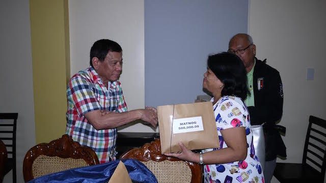 Duterte turns over P11M donation to typhoon-hit towns