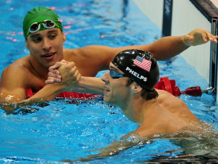 Chad Le Clos says beating his role model Michael Phelps at the 2012 Olympics was the highlight of his life. He hopes the athletes at the 2014 Youth Olympic Games who look up him “get to beat me at a later time.” Photo by Hannibal/EPA