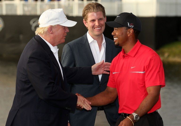 Tiger Woods impressed with how far Trump can hit at 70