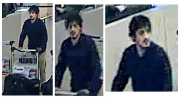 Sebuah foto yang menunjukkan terduga salah satu pelaku bom di Bandara Zaventem yang disebar oleh polisi Belgia. Dalam foto, tangan sebelah kiri terduga pelaku menggunakan sarung tangan. Hal itu diduga untuk menyembunyikan detonator alat peledak. Foto oleh EPA 