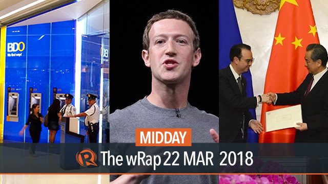 Cayetano meets Wang, BDO on Osmeña, Zuckerberg on Cambridge Analytica | Midday wRap