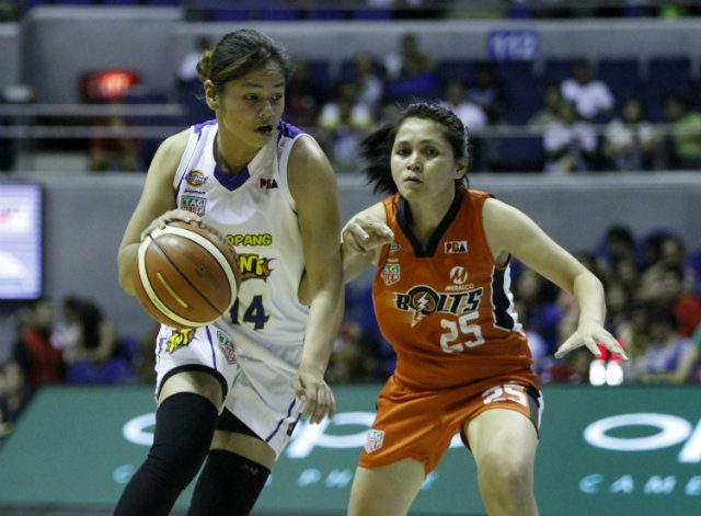 Sarah Mercado (L) during a 3x3 women's game. Photo from PBA Images  