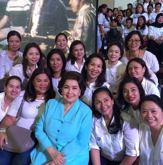 HERE FOR GRACE. High school friends with Poe's mother Susan Roces during Poe's declaration of her presidential bid in September. Photo by Malu Gamboa  