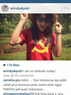 Puteri Indonesia 20015 Anindya Putri. Foto screenshot dari Instagram.     