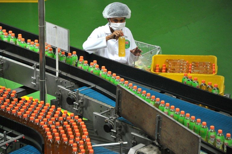 LOCAL MANUFACTURING. PT ABC President Indonesia's bottled tea beverage manufacturing plant in the Kerawang industrial area in West Java province. File photo by AFP