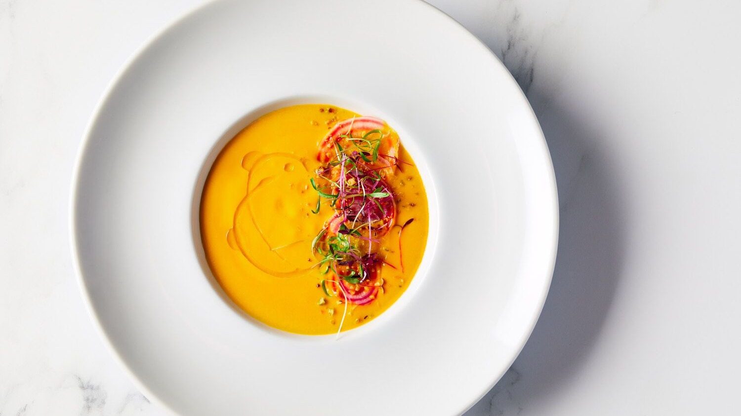 PLANT-BASED. A chilled golden beet soup is on the 100% vegan menu at the 77th Golden Globe Awards. Screenshot from Facebook.com/GoldenGlobes 