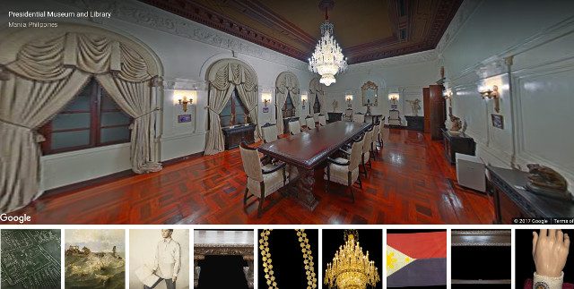 VIRTUAL TOUR. Through Museum View, netizens can take a tour through the Presidential Museum and Library using their laptops or smartphones. Google screenshot 