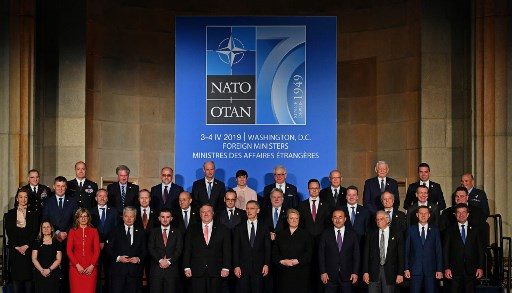 NATO MEMBER. Iceland Foreign Minister Gudlaugur Thór Thórdarson (4th from right, middle row) represents the country at a NATO meeting in March 2019. Photo by Mandel Ngan/AFP  