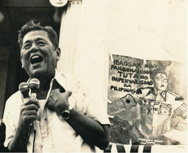 HUMAN RIGHTS DEFENDER. Statesman Jose 'Ka Pepe' Diokno during one of the anti-Martial Law demonstrations. Photo from Diokno Foundation  