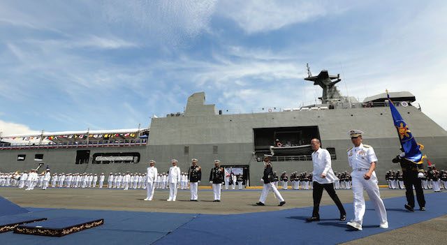 BRP Tarlac. File photo former President Benigno Aquino III at the christening ceremony for landing dock vessel BRP Tarlac during the Philippine Navy 118th Anniversary Celebration on June 1, 2016. MalacaÃ±ang Photo 