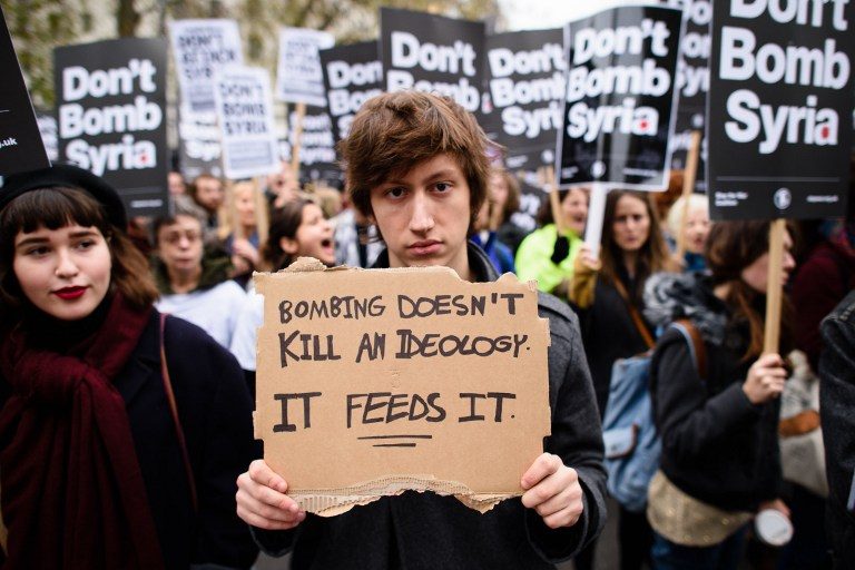 Protest in London as Syria air strikes vote loom