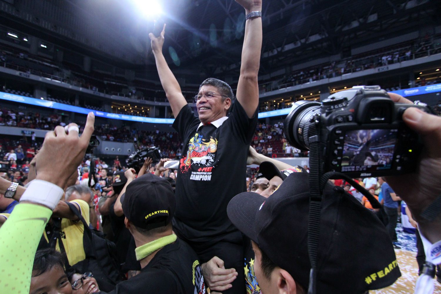 MAN BEHIND THE SUCCESS. Leo Austria is still perfect in the finals, steering the San Miguel Beermen to their 6th championship in 10 conferences. Photo by PBA Images 