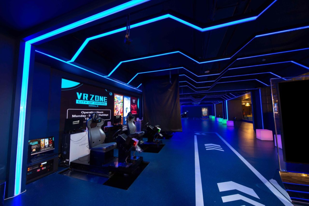 CAN YOU MAKE IT TO THE FINISH LINE? The popular arcade game, Mario Kart, is given the immersive VR treatment. The exciting 3-minute race can be played with 3 other friends. Photo courtesy of City of Dreams Manila 