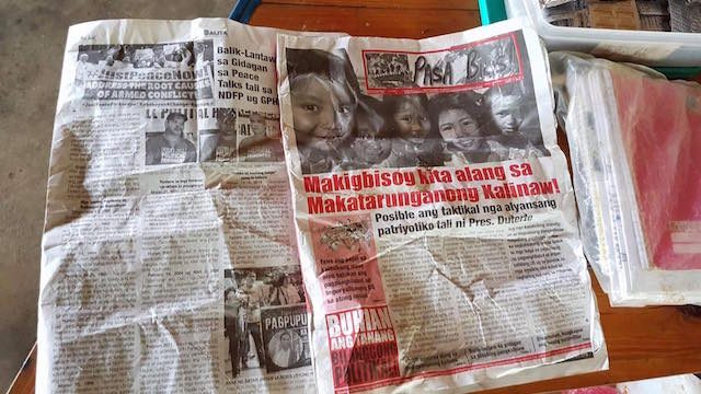 REBEL NEWSPAPER? A newspaper reporting on the ongoing peace talks was among those recovered from the possession of the slain NPA rebel. Photo from the military  