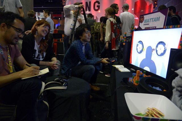 E3 2015. Attendees play Funomena's Wattam game at the Indie Cade area for independent game makers at the E3 (Electronic Entertainment Expo) in Los Angeles, California, USA, June 17, 2015. Photo by Michael Nelson/EPA 