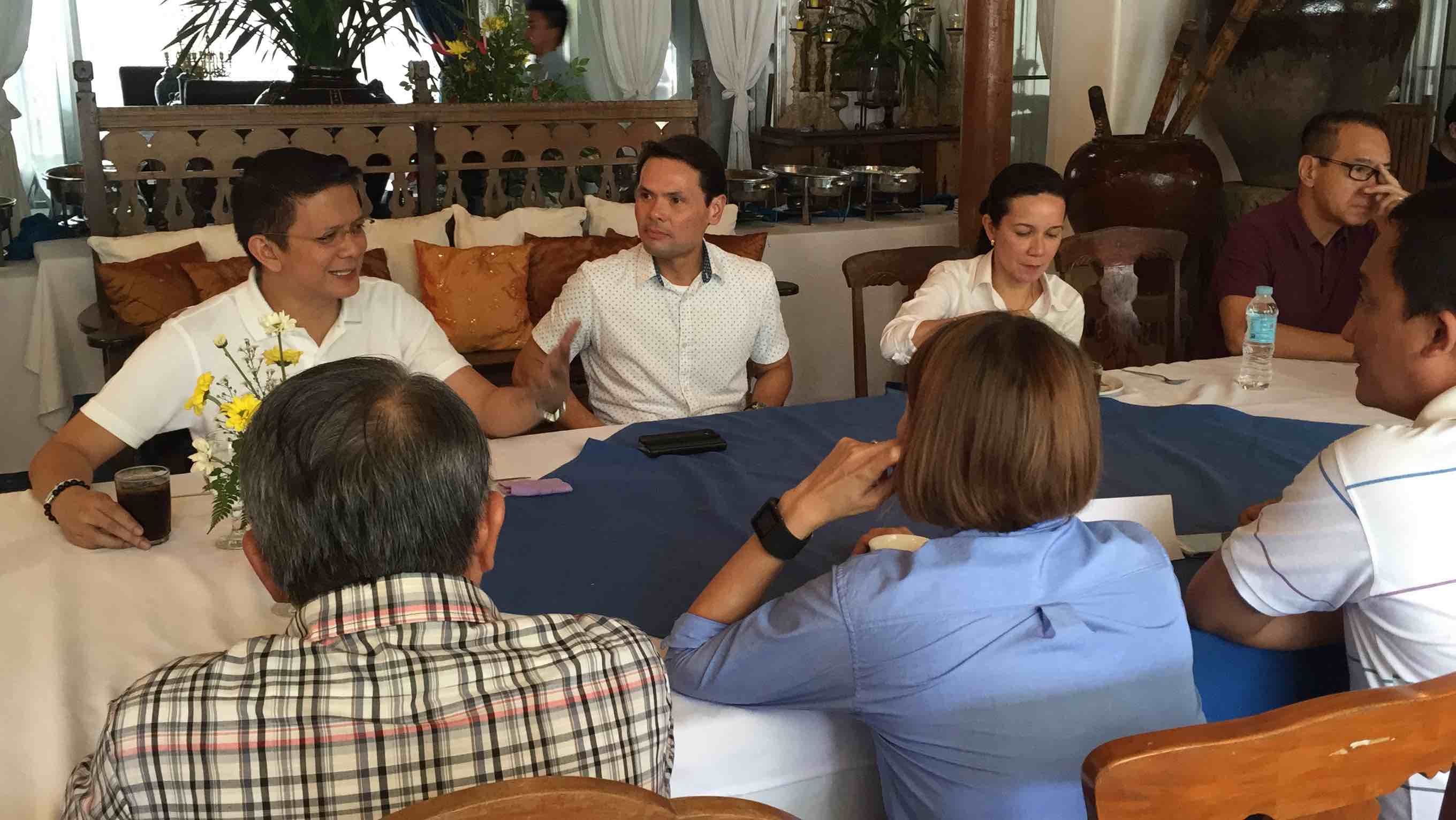 BAKUD-PARTY. File photo of Senators Grace Poe and Francis Escudero with outgoing Cebu 5th district Rep. Ace Durano, Danao city mayor Ramon Durano III, and other members of the Bakud party. Photo by Camille Elemia/Rappler    