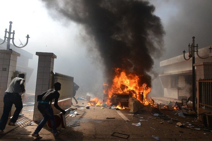 Burkina Faso parliament set ablaze in protests over president