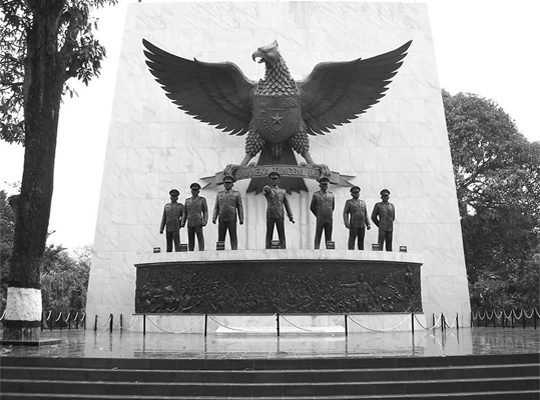 Patung 7 jenderal di Monumen Pancasila Sakti, di Jakarta Timur. Foto dari tamanismailmarzuki.co.id 