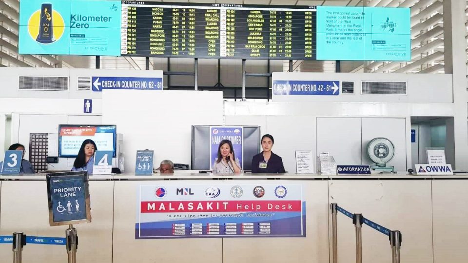 AIRPORT. The Department of Transportation sets up a Malasakit Help Desk at NAIA Terminal 2, along with 28 other commercial airports. Photo from DOTr 