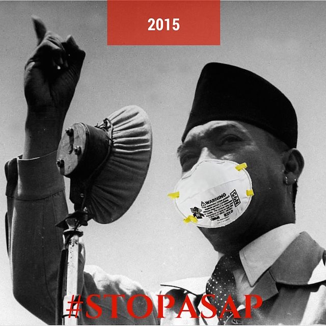 SOEKARNO. Presiden pertama Indonesia, Soekarno, memakai masker. Foto dari stopasap.id 