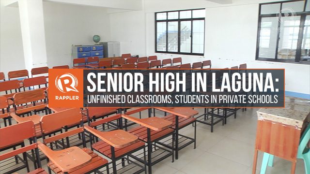 Senior high in Laguna: Unfinished classrooms, students in private schools