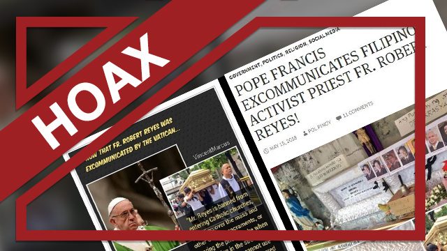 HOAX: Pope Francis excommunicated Fr. Robert Reyes