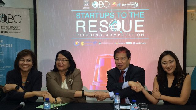 INSTITUTIONS AND STARTUPS. Government, private sector, and UN organization scout for startups they could work with for a more resilient ASEAN. (From left to right) DTI Usec Nora Terrado, UNDP Programme Manager Floradema Eleazar, PDRF and QBO President Butch Meily, and QBO Executive Director Katrina Chan 
