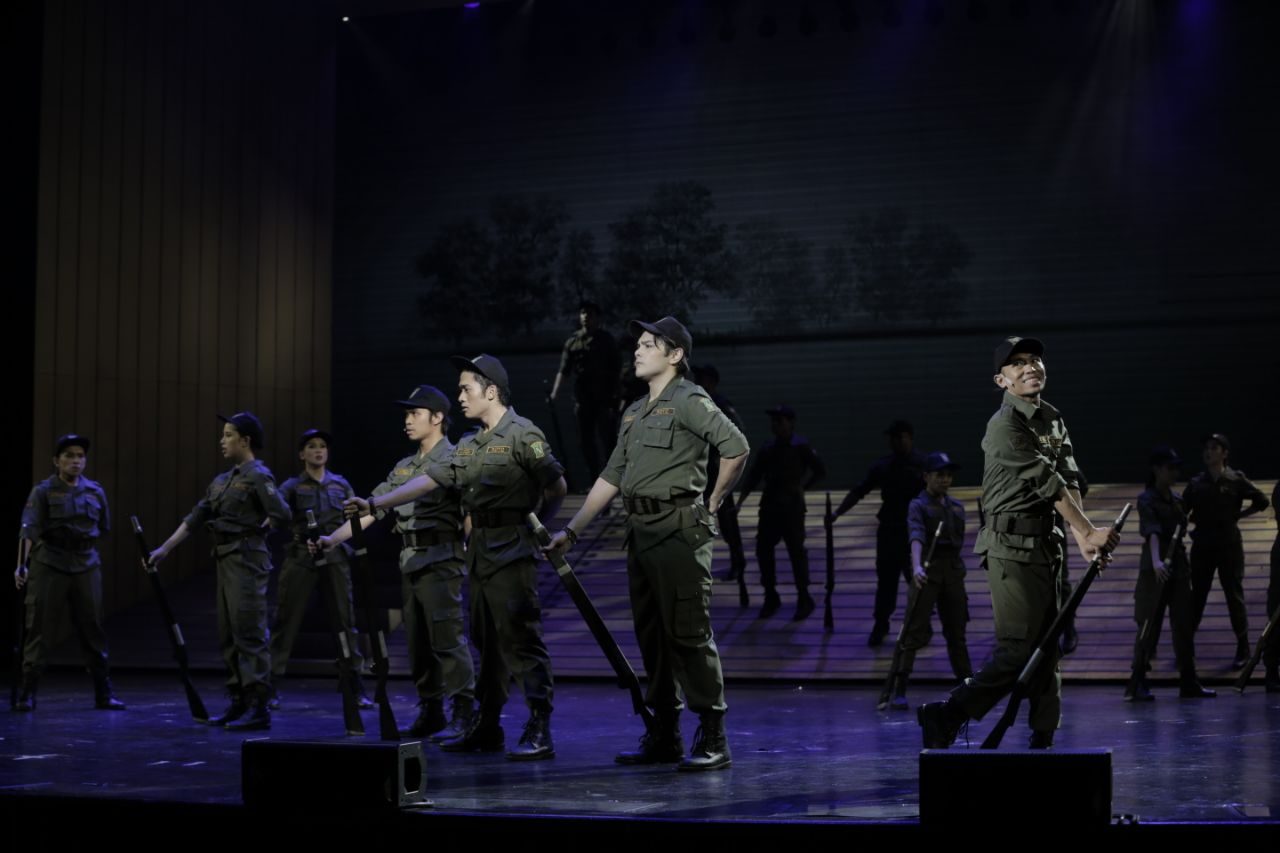 ROTC. Actor Phi Palmos in the ROTC scene of the musical. Photo courtesy of Resorts World Manila 