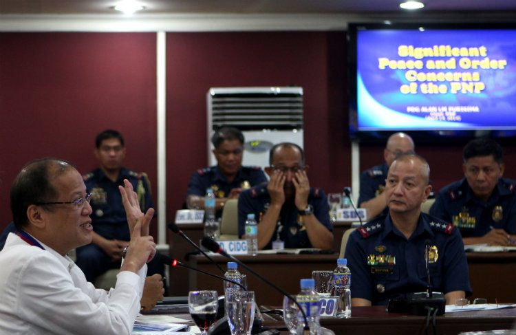 President Benigno S. Aquino III presides over the PNP Command Conference at the Main Conference Room of the PNP General Headquarters at Camp Crame in Quezon City on April 14, 2014. File photo by: Benhur Arcayan/Malacañang Photo Bureau
