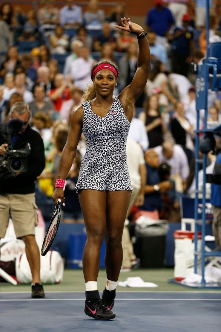 Serena Williams acknowledges the crowd after defeating Taylor Townsend during the 2014 US Open Tennis Championship in Flushing Meadows, New York, USA, 26 August 2014. John G. Mabanglo/EPA