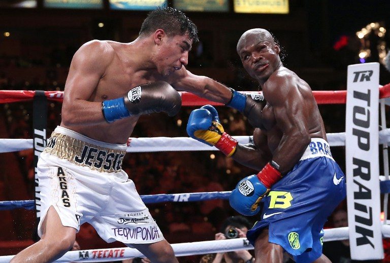 LONE LOSS. Jessie Vargas' only pro defeat came against Timothy Bradley Jr, whom he almost stopped in round 12. Photo by Stephen Dunn/Getty Images/AFP 