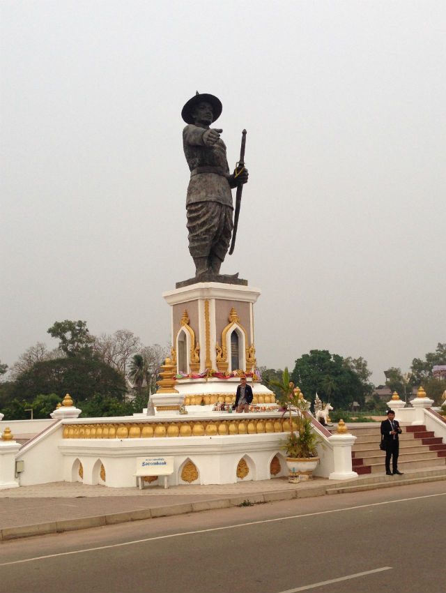 THE LAST KING. This bronze monument shows Chao Anouvong of Laos