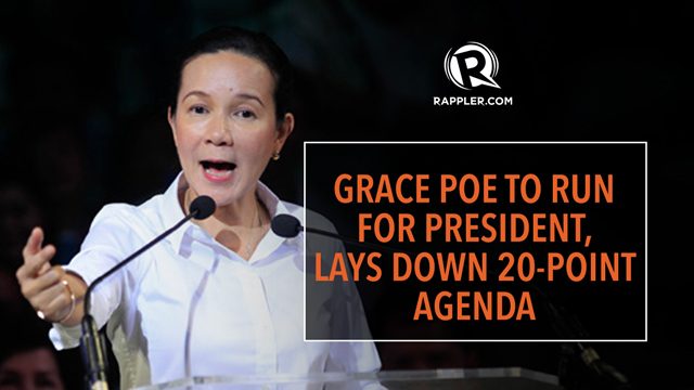 VLOG: Grace Poe to run for president, lays down 20-point agenda