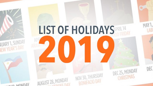 LIST: 2019 Philippine Holidays