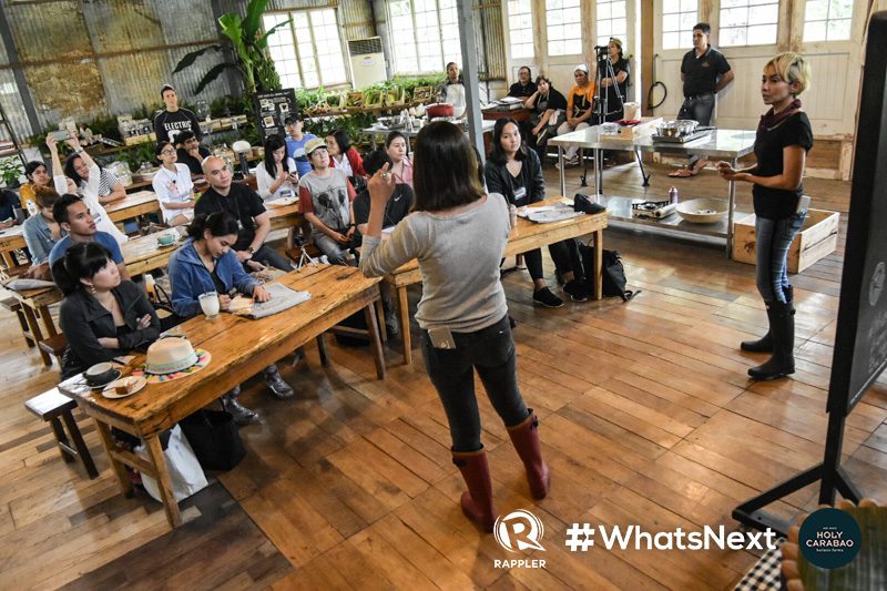 LEARNING BEFORE COOKING. #WhatsNext participants learn about food and wellness from Holy Carabao founders, Hindy Weber and Melanie Teng-Go. All photos by LeAnne Jazul/Rappler 