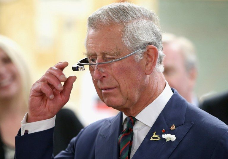 ROYAL GLASS: Prince Charles tries out Google Glass during a visit to Canada. AFP Photo