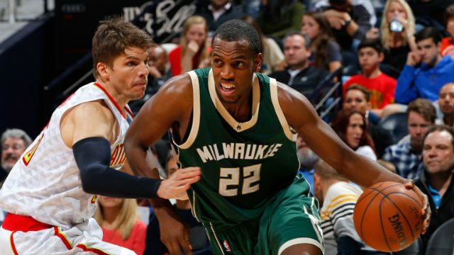 BIG MINUS. Khris Middleton (R) will be missed for his shooting and defense. File photo by Kevin C. Cox/AFP 