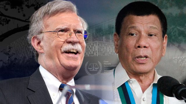 Duterte welcomes U.S. national security adviser’s threats vs ICC