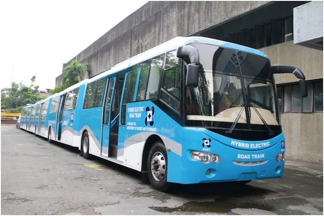 Answer to transpo woes? Filipino-made hybrid road train launched