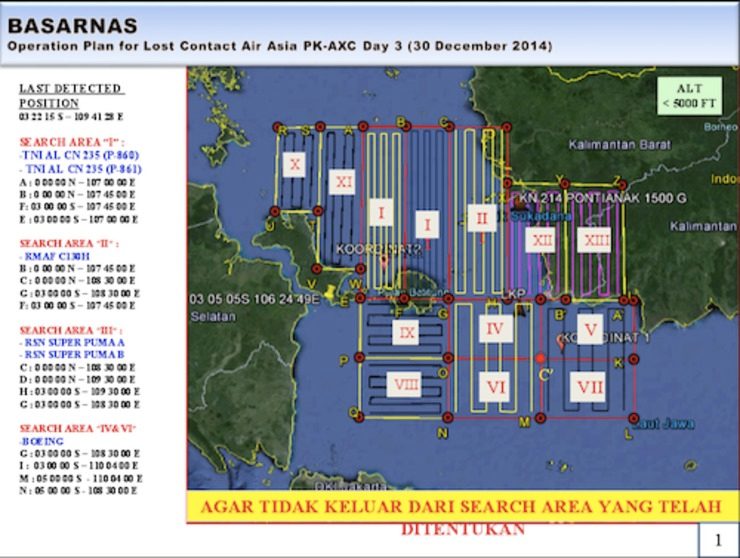 Pencairan AirAsia QZ8501 diperluas jadi 13 titik hingga Kalimantan
