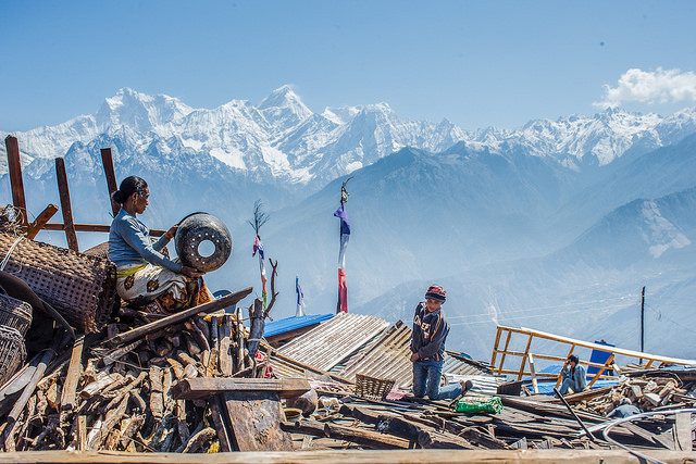 REHABILITATION AND RECOVERY. Nepalese survivors of the earthquake stand strong amidst the looming economic and poverty impact of the earthquake. Photo from ADB 