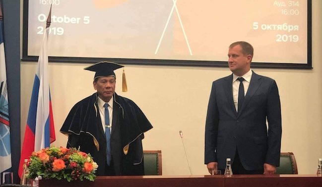 Duterte receives honorary degree in foreign diplomacy from Russian university