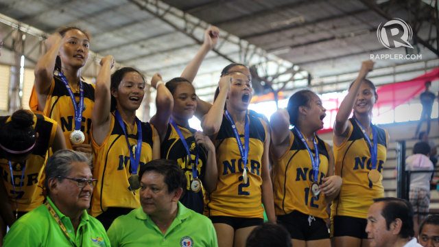 The NCR Girls' Volleyball team takes down home team Davao Region to reclaim the volleyball championship. Photo by Christine Cudis/Rappler  