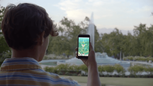 AUGMENTED REALITY. The app makes it appear like the Pokemon is part of the real world. Screenshot from Pokemon Go trailer   