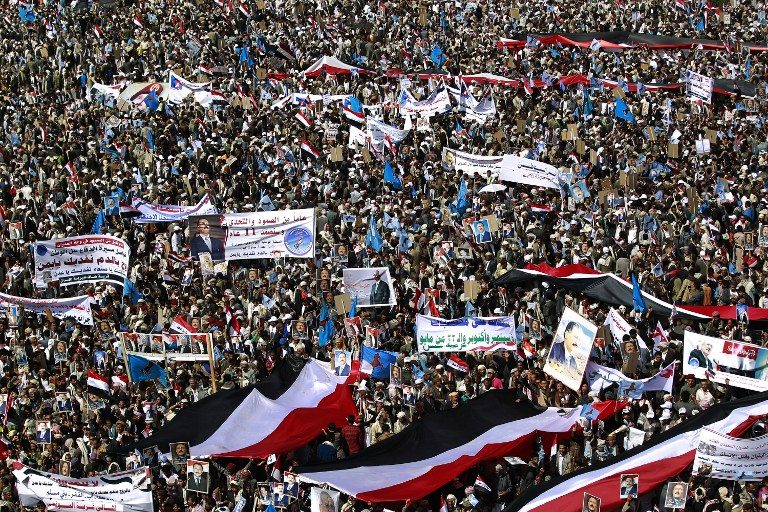 Thousands of Yemenis protest year-long coalition campaign