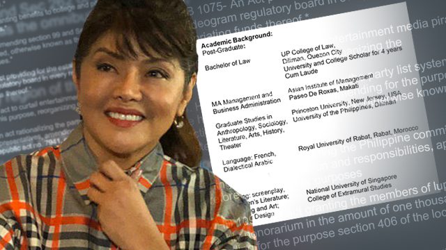 FALSE: Imee Marcos ‘graduated cum laude from UP College of Law’