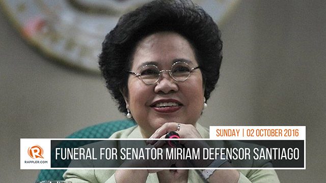 LIVE: Funeral for Senator Miriam Defensor Santiago
