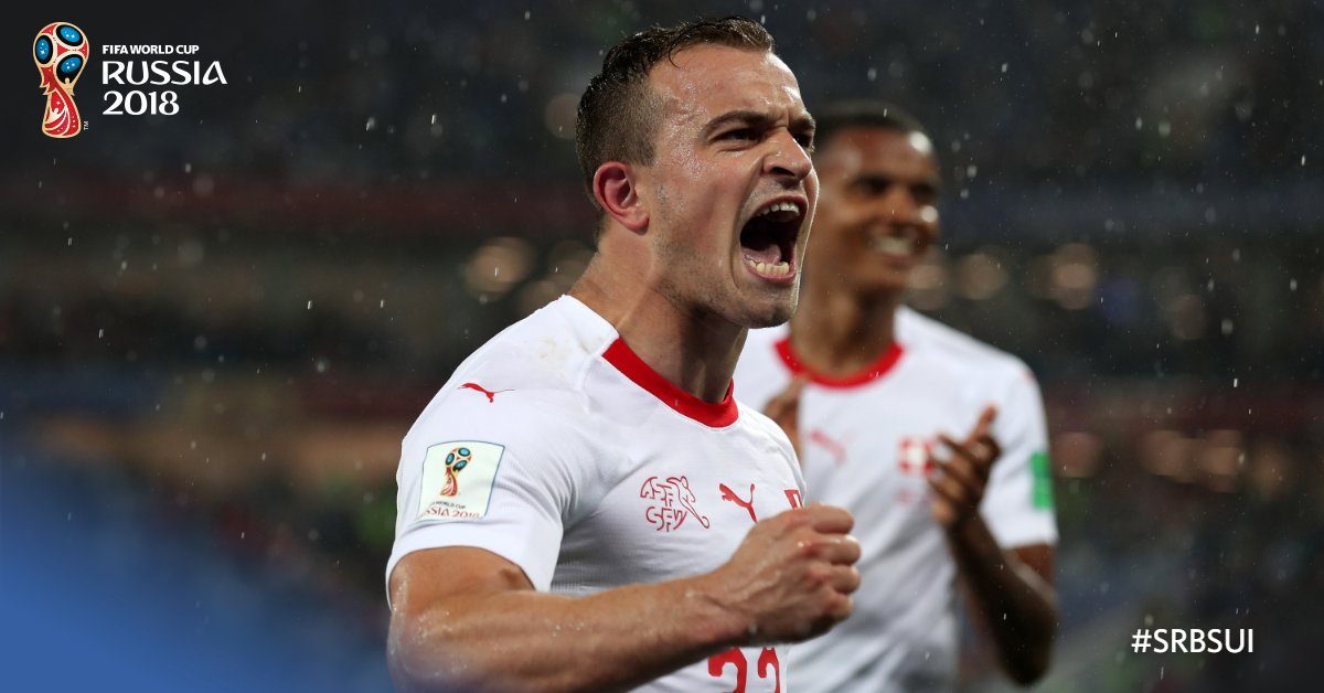 Swiss taklukkan Serbia dengan skor 2-1. Foto dari Twitter/FIFAWorldCup 