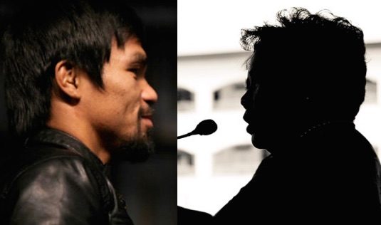 PACQUIAO-MIRIAM. Boxing champion Manny Pacquiao and Santiago clash on the Reproductive Health law. File photo of Pacquiao by Jhay Otamias/Rappler, Santiago photo by Tom Tolibas   