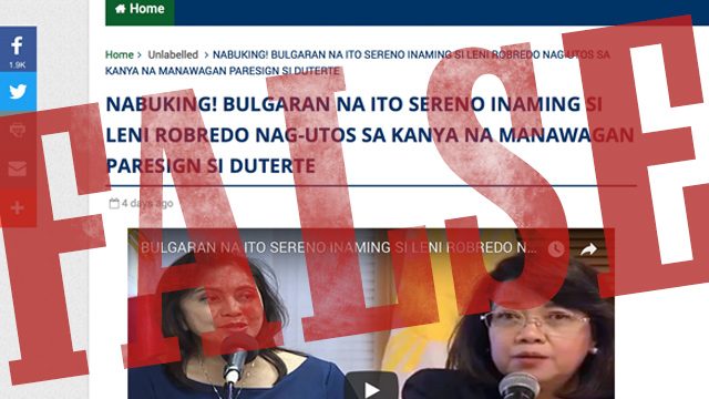 FACT CHECK: No Sereno admission of ‘order’ from Robredo in blog post video